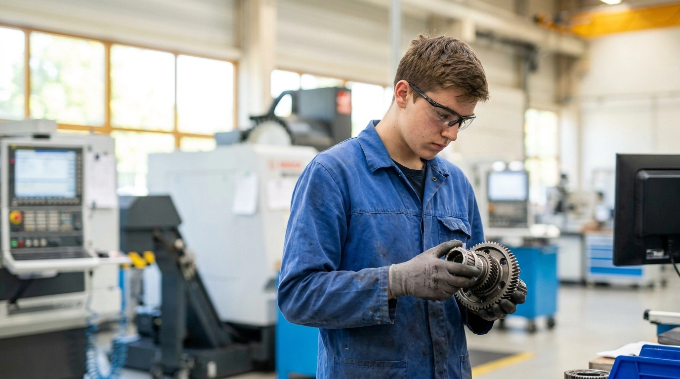 Etudiant en atelier au lycee technologique